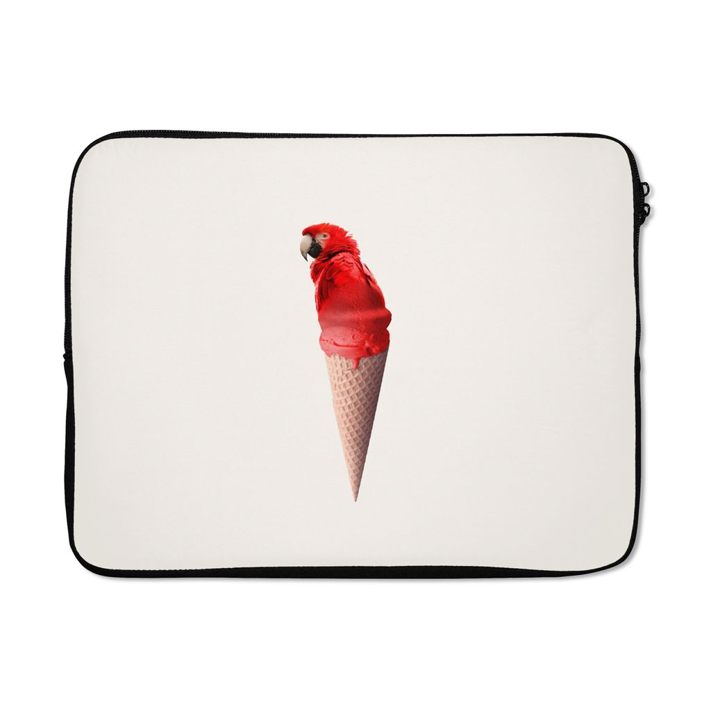 MuchoWow Laptop Hülle 15 Zoll Eiscreme - Papagei - Rot - Eistüten - Weiß Laptoptasche - Laptoptasche - Sleeve - Rundum-Schutz