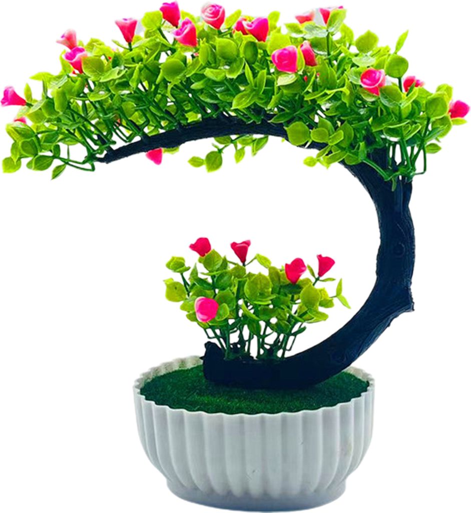 gefälschte Bonsai romantisch ohne Wasserplastik Schöne künstliche Blumenbonsai mit Topfgartenzubehör-Rosa