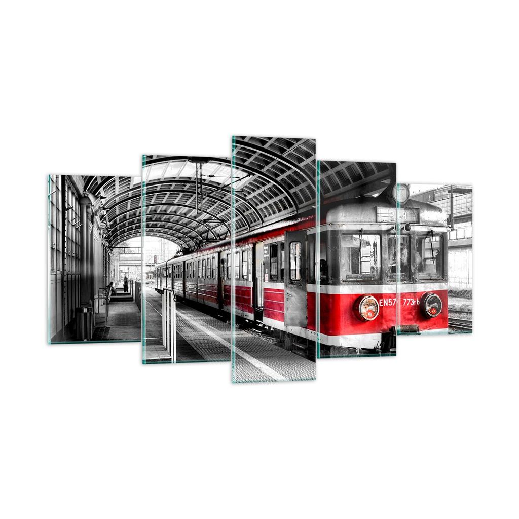 Bilder auf glas - Bahn Bahnhof Zug Transport - 160x85cm - Glasbilder - Wandbilder - Kunstdruck - zum Aufhängen bereit - Wanddekoration aus Glas - ...