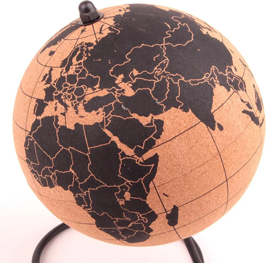 Globe Terrestre Pivotant en Liège Naturel - Planisphère Design 25cm - 4