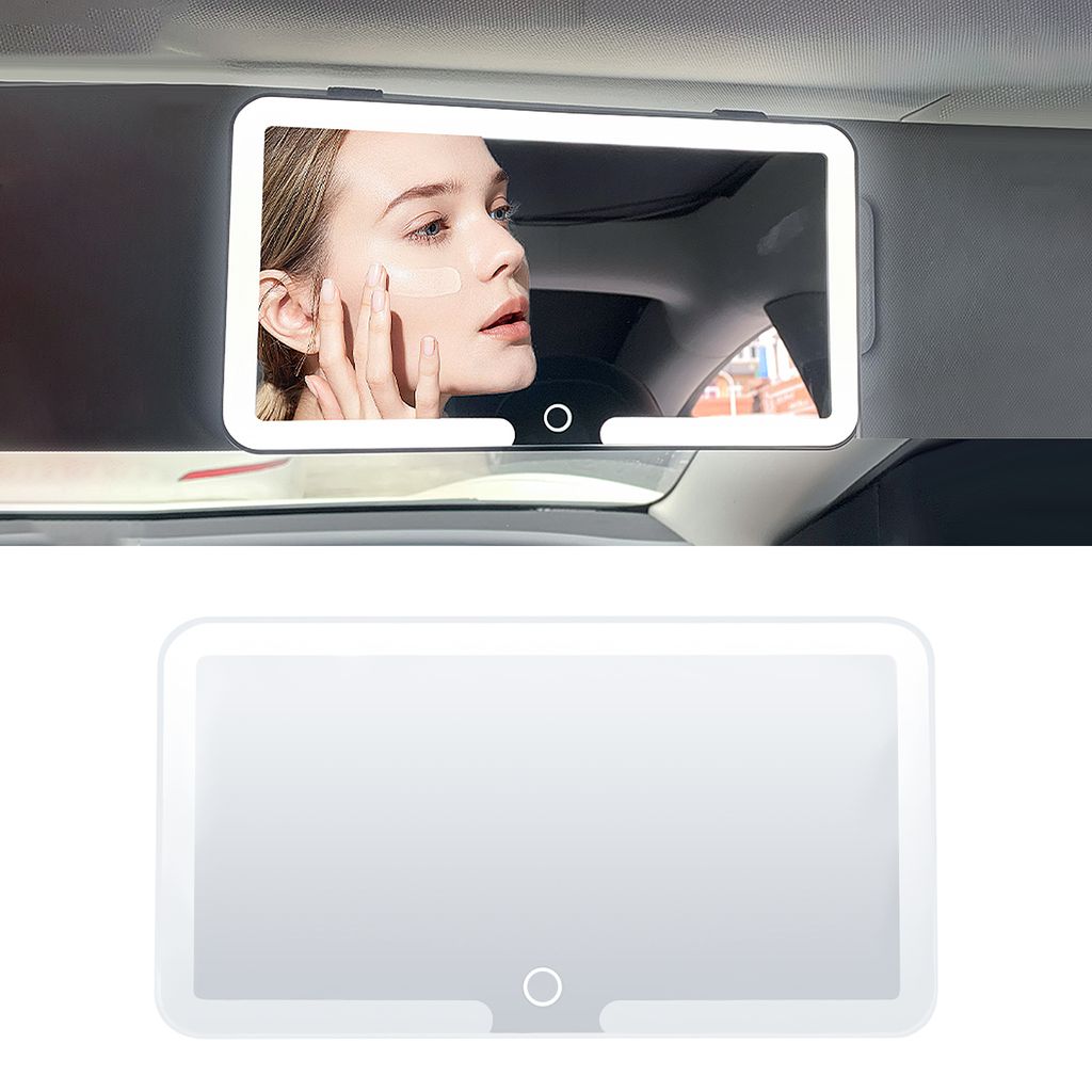 Auto LED Kosmetikspiegel für Sonnenblende, 3 Lichtmodi, beleuchtet, USB aufladbar. Perfekt für Make-up und Grooming unterwegs, Einfache Befestigung.