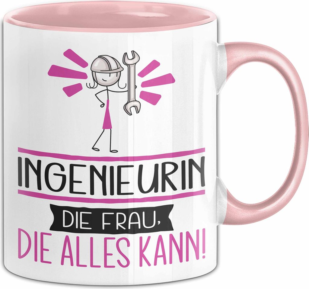 Ingenieurin Geschenk Tasse Becher Die Frau Die Allen Kann Geschenkidee für eine Ingenieurin Lustig (Rosa)