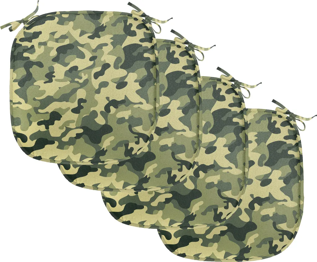 ABAKUHAUS Set 4 Cuscini Sedie 40x40 Impermeabili - Design Giallo Verde