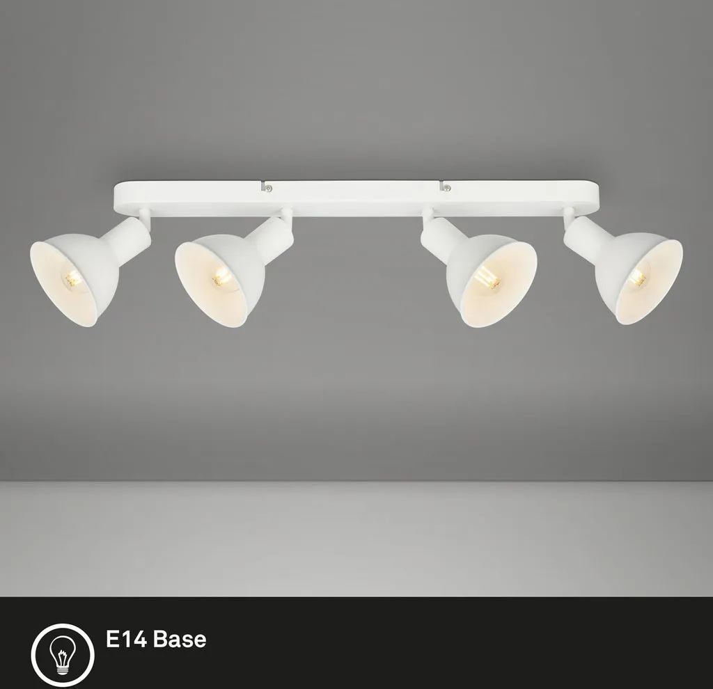 Rampe de Spots de Plafond Orientables Blancs Style Industriel 4xE14