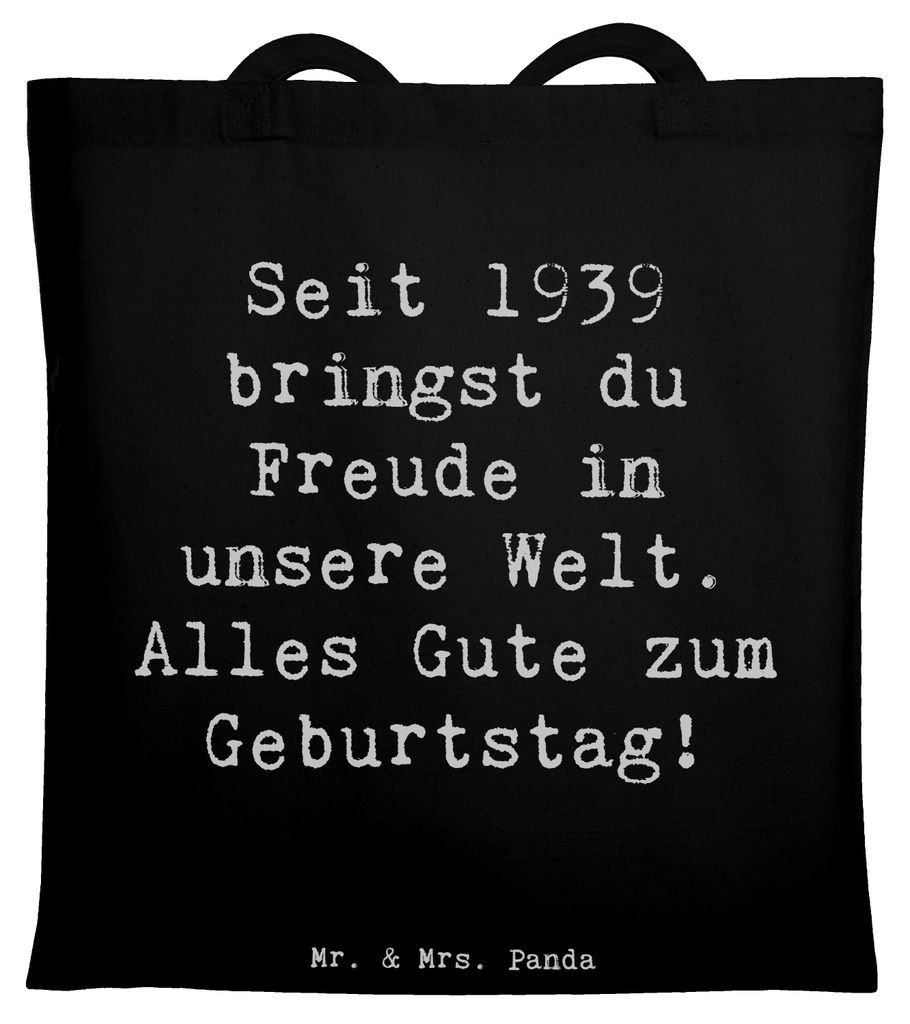 Mr. & Mrs. Panda Tote Bag Spruch 1939 Geburtstag Freude - Schwarz - Geschenk, Tragetasche, geboren, Happy Birthday, Geburtstagsgeschenk, besondere ...