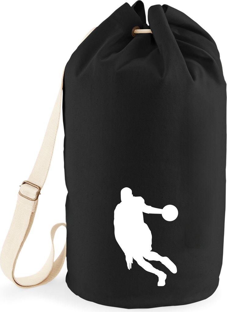 Huuraa Seesack Basketball Silhouette 20 Liter Black Baumwolle Rucksack Geschenkidee