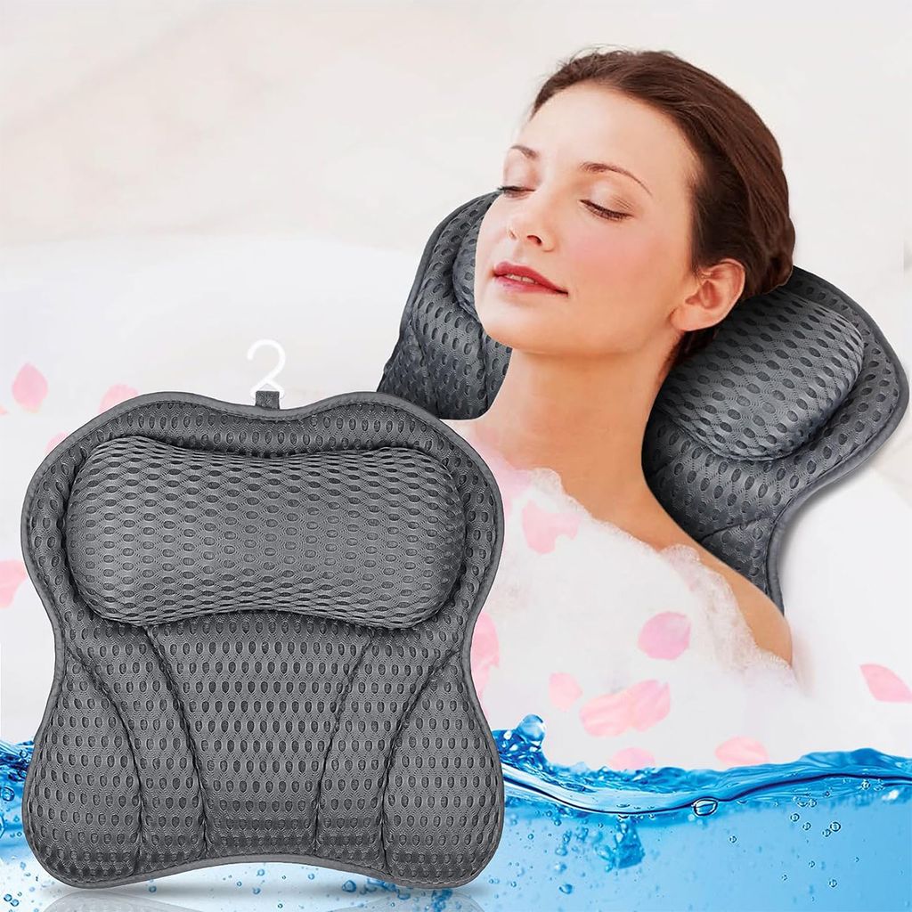 BadeKissen mit Nackenstütze, 4D Air Mesh und 6 Saugnäpfen Produktbild 