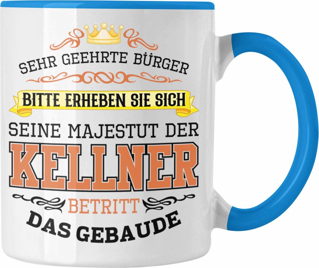 Trendation - Kellner Tasse Geschenk für Kellner Gastro Geschenke Geschenkidee (Blau)