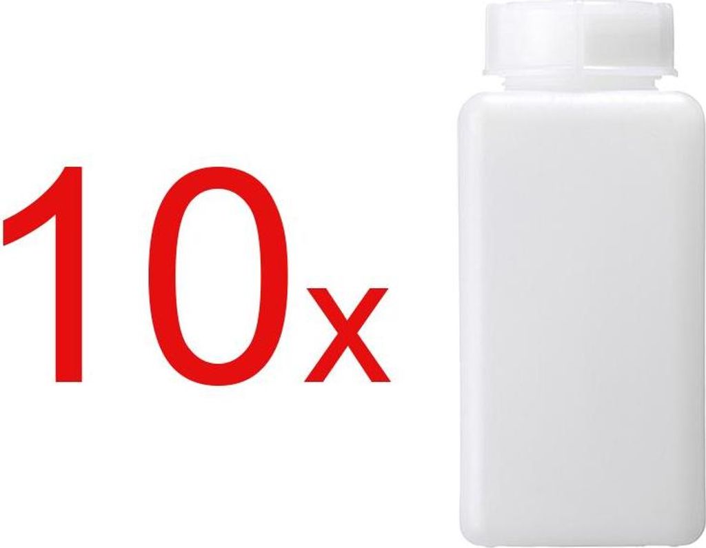 10x 100ml halbtransparente PE Vierkantflasche Kunststoffflasche Laborflasche