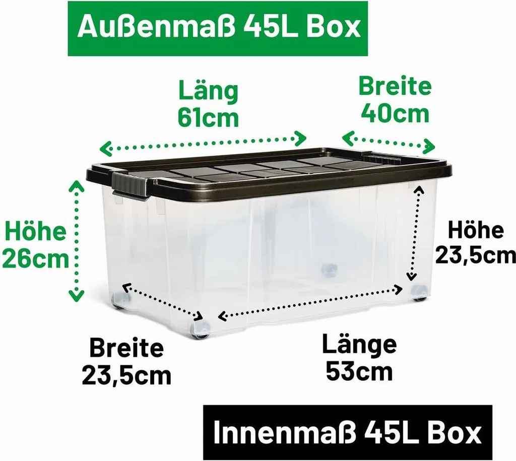 Bac de rangement empilable 45L avec couvercle et roulettes Novaliv x2
