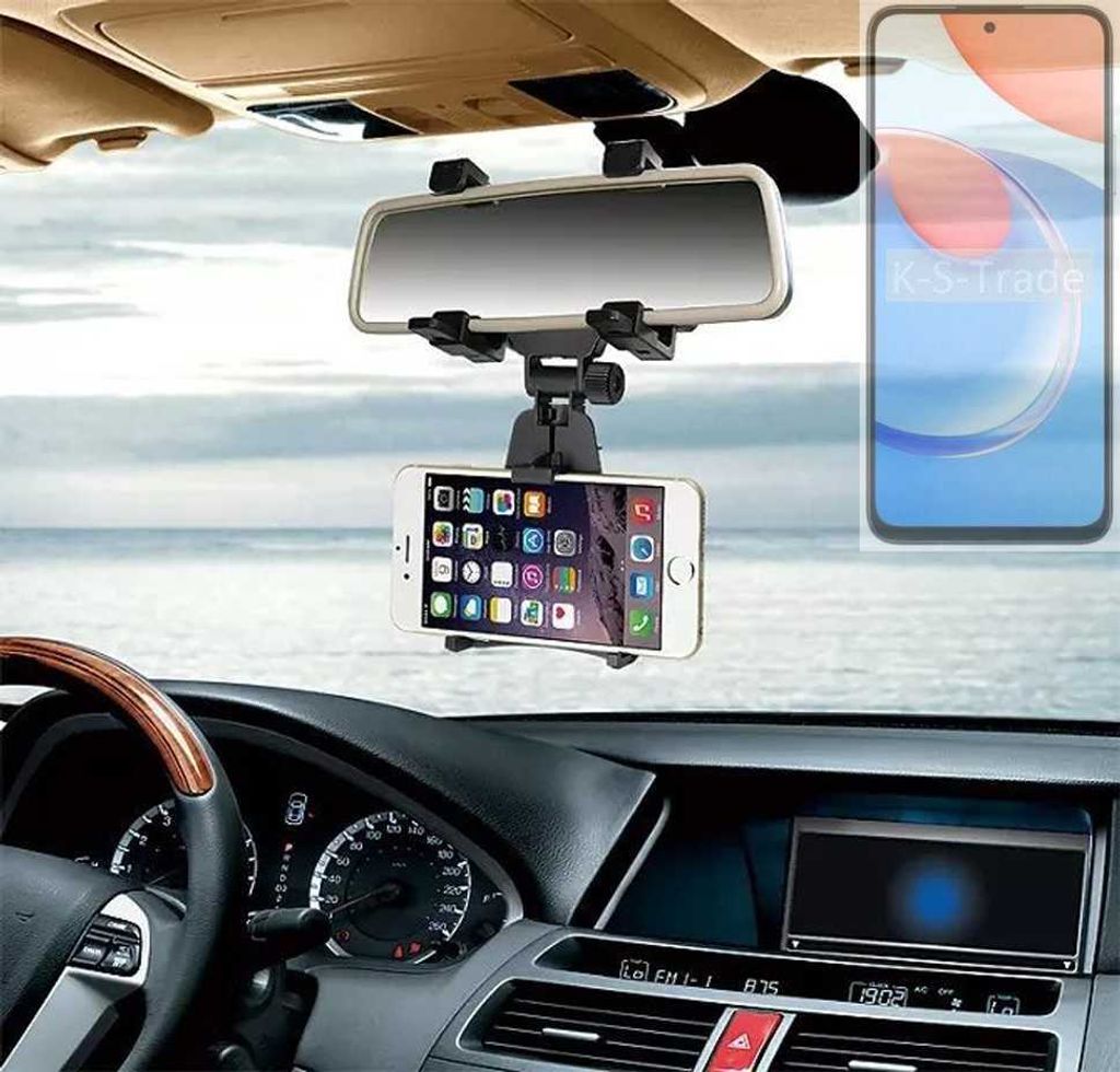 K-S-Trade Smartphone Halterung kompatibel mit Honor Play 8T Rückspiegel Halterung schwarz Auto Halterung KFZ Halter