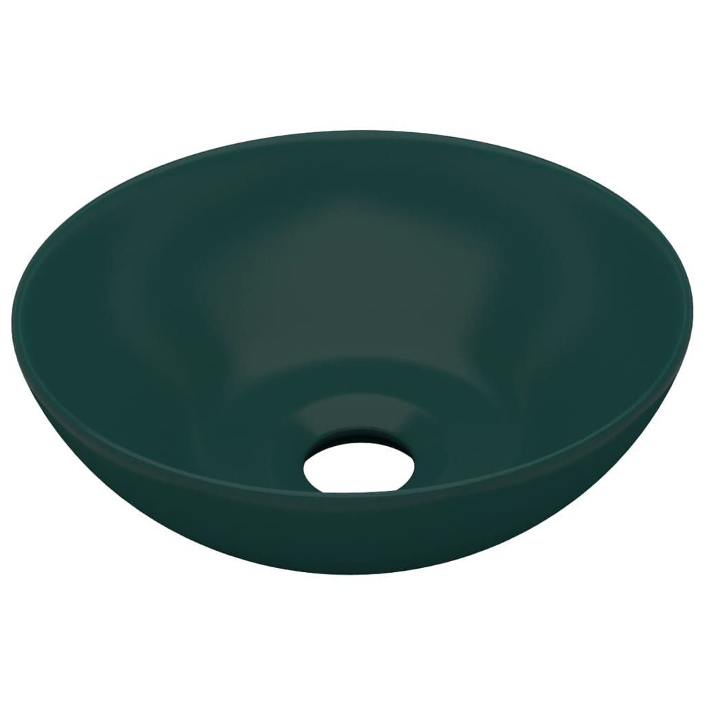 vidaXL Lavabo in Vetroceramica verde scuro rotondo Immagine del prodotto 