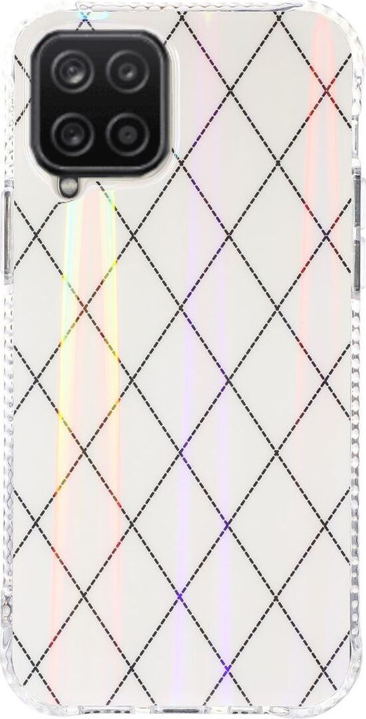 Für Samsung Galaxy A12 TPU Rauten Muster Schutz Hülle Cover Weiß