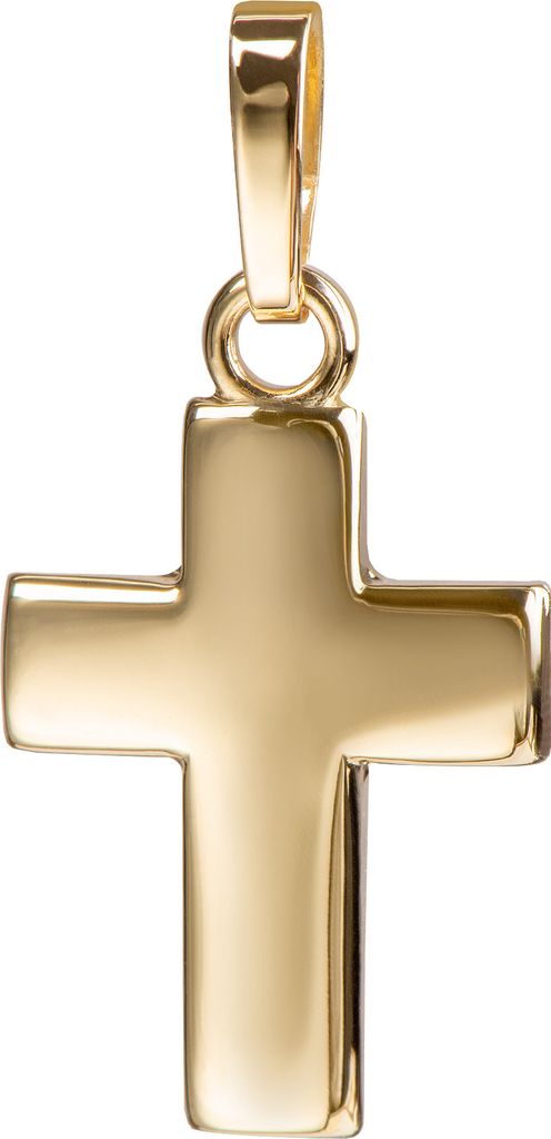 Anhänger-Kreuz in Hochglanz poliertes Goldkreuz für Damen, Herren und Kinder als Kettenanhänger 333 Gold 8 Karat + Schmuck-Etui