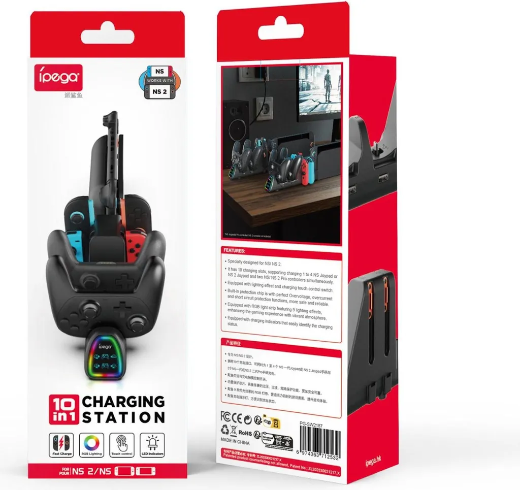 Dock de charge multiple pour accessoires Nintendo Switch 2 et Joy-Con 10 ports - 7