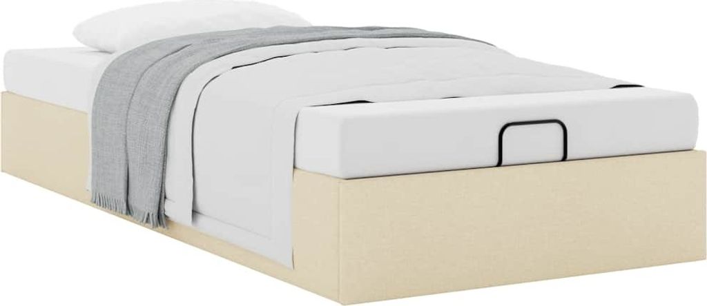 Ottoman-Bett ohne Matratze Creme 80x200 cm Stoff