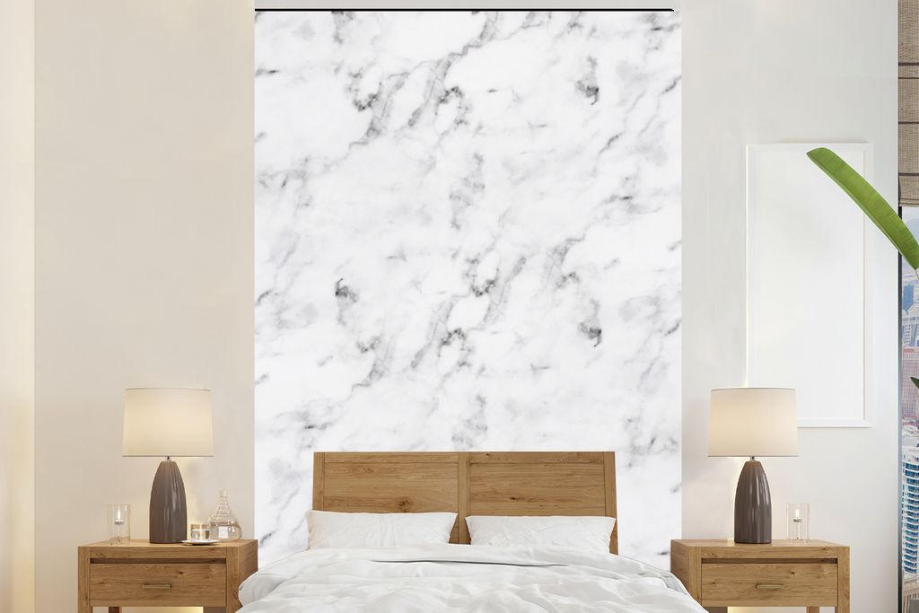 MuchoWow Fototapete für Wohnzimmer oder Schlafzimmer Wandtapete Vinyl Motivtapete Marmor - Adern - Grau - 200x300 cm - Wanddekorationen
