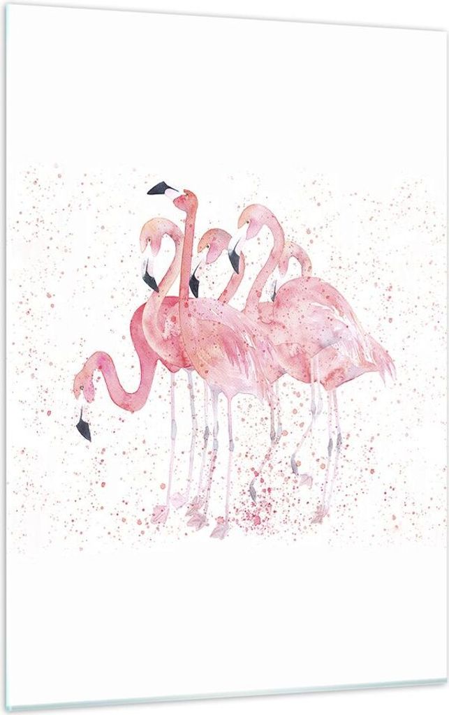 Bilder auf glas - Einteilig - Flamingo Vogel Wasser - 50x70cm - Glasbilder - Wandbilder - Bilder - zum Aufhängen bereit - Wanddekoration aus Glas ...