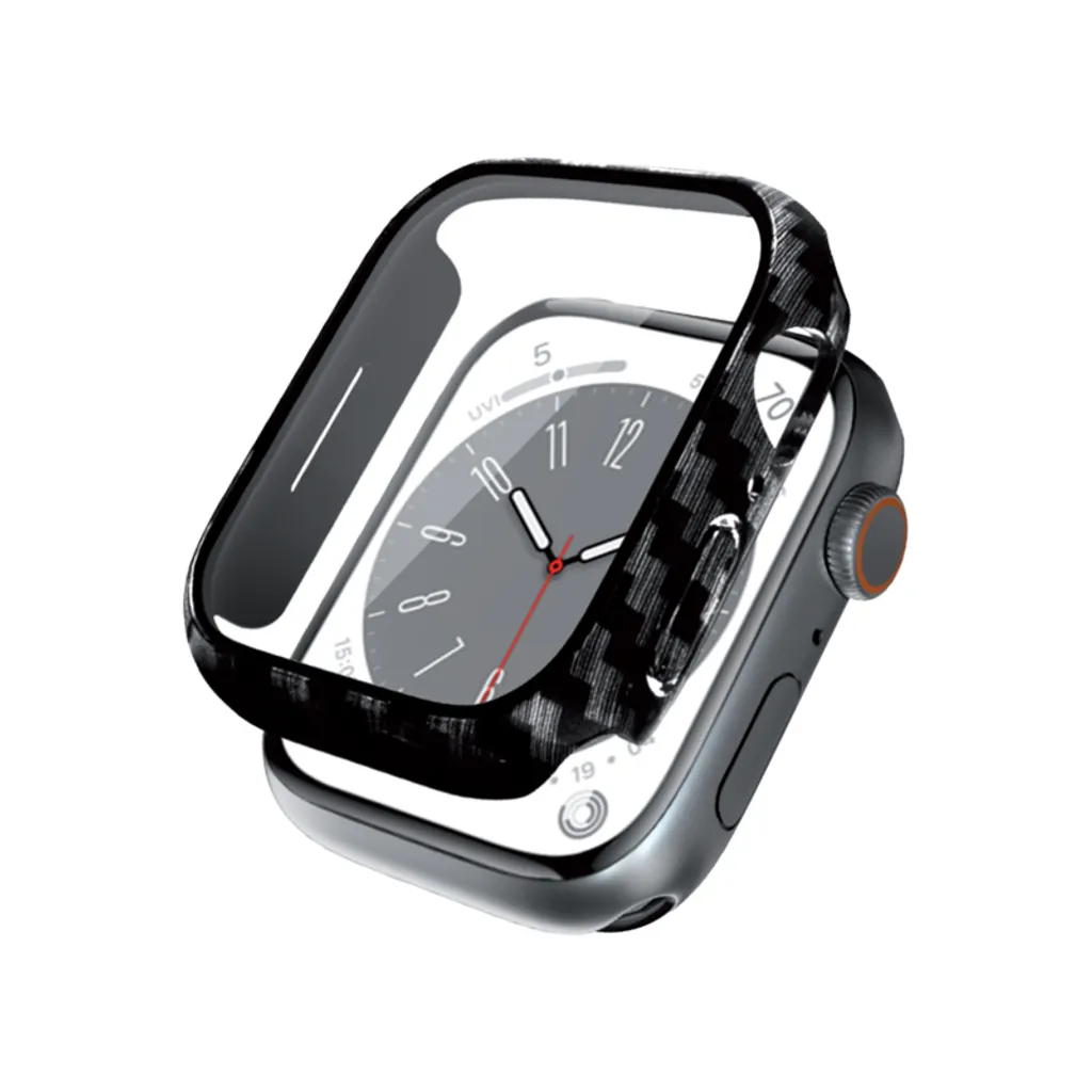 Crong Apple caso + vetro ibrido orologio caso orologio 4/5/6/7/8/9/SE 44/45mm (carbonio) - 1