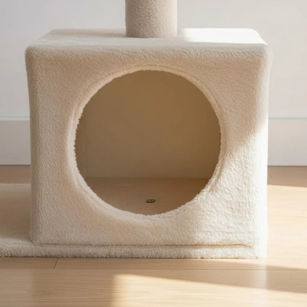 Arbre à Chat Stable avec Fixation Murale Anti-Basculement 85 cm Beige - 4
