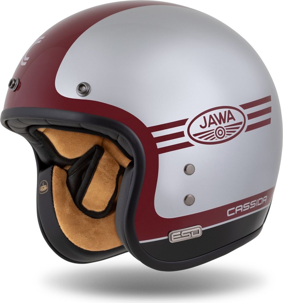 Openfacehelm Schutzhelm Quad Cassida ESO Jawa Perak red silver black Größe XS