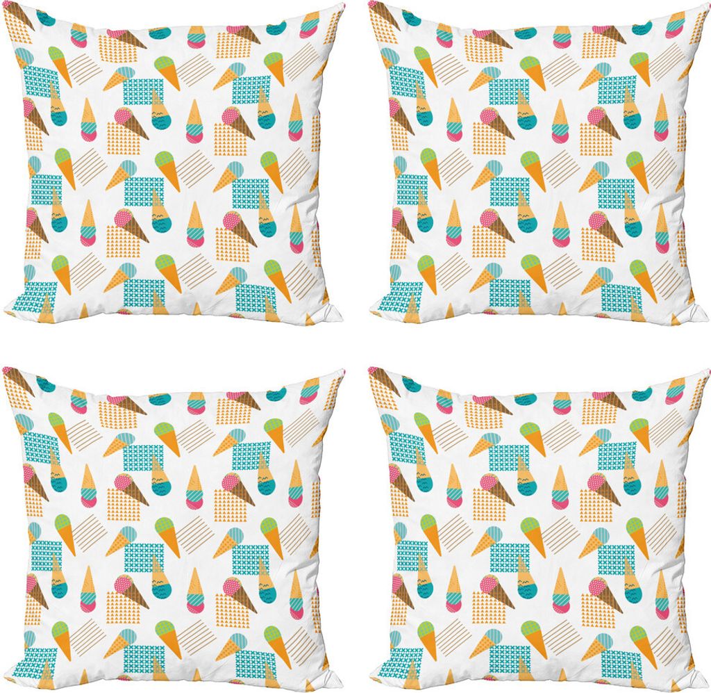 ABAKUHAUS Eis Kissenbezug Set (4 Stück), geometrische Grafik, Moderner Doppelseitiger Digitaldruck, 40 cm x 40 cm, Mehrfarbig