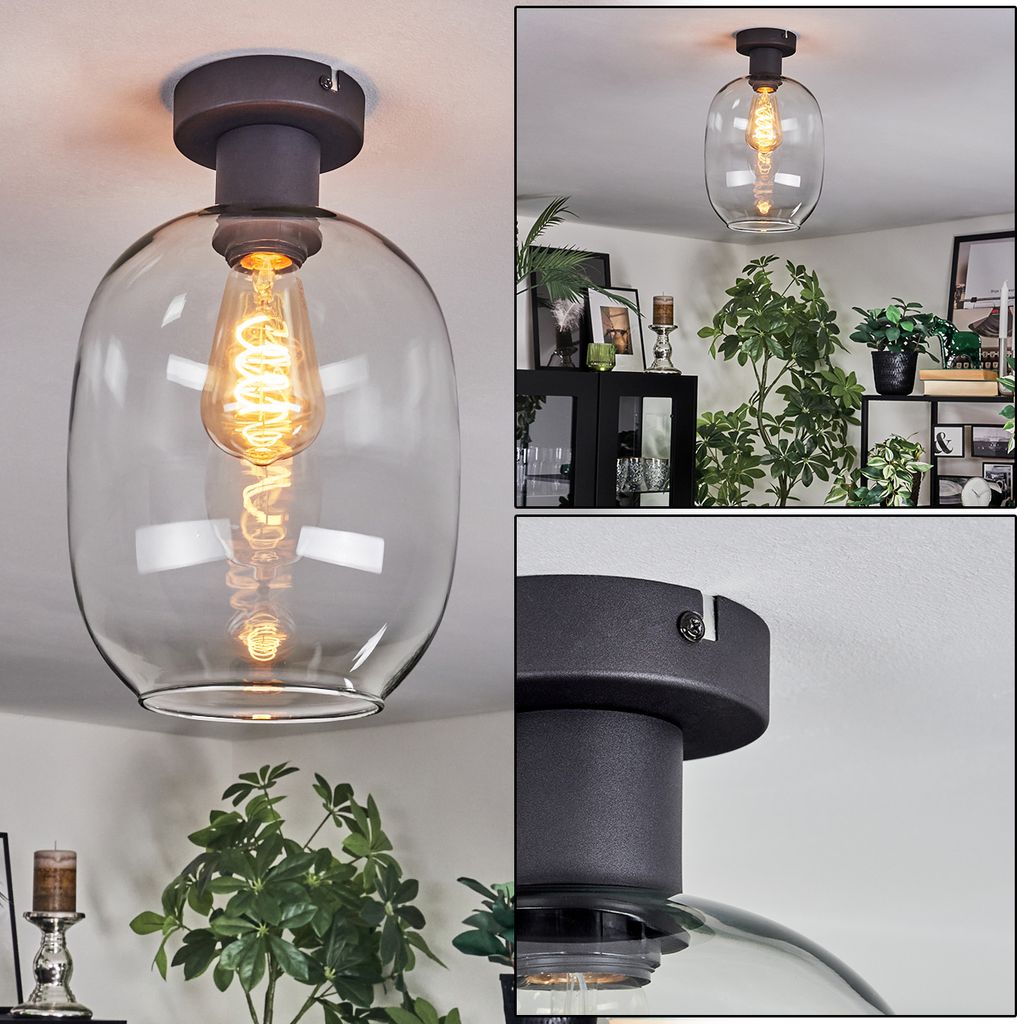 Carrone Deckenlampe aus Metall/Glas in Schwarz/Klar