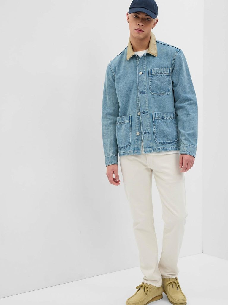 GAP Damen Baumwoll-Jeansjacke, gerader Schnitt, lang, blau, Größe XS, Produktcode 585766-00