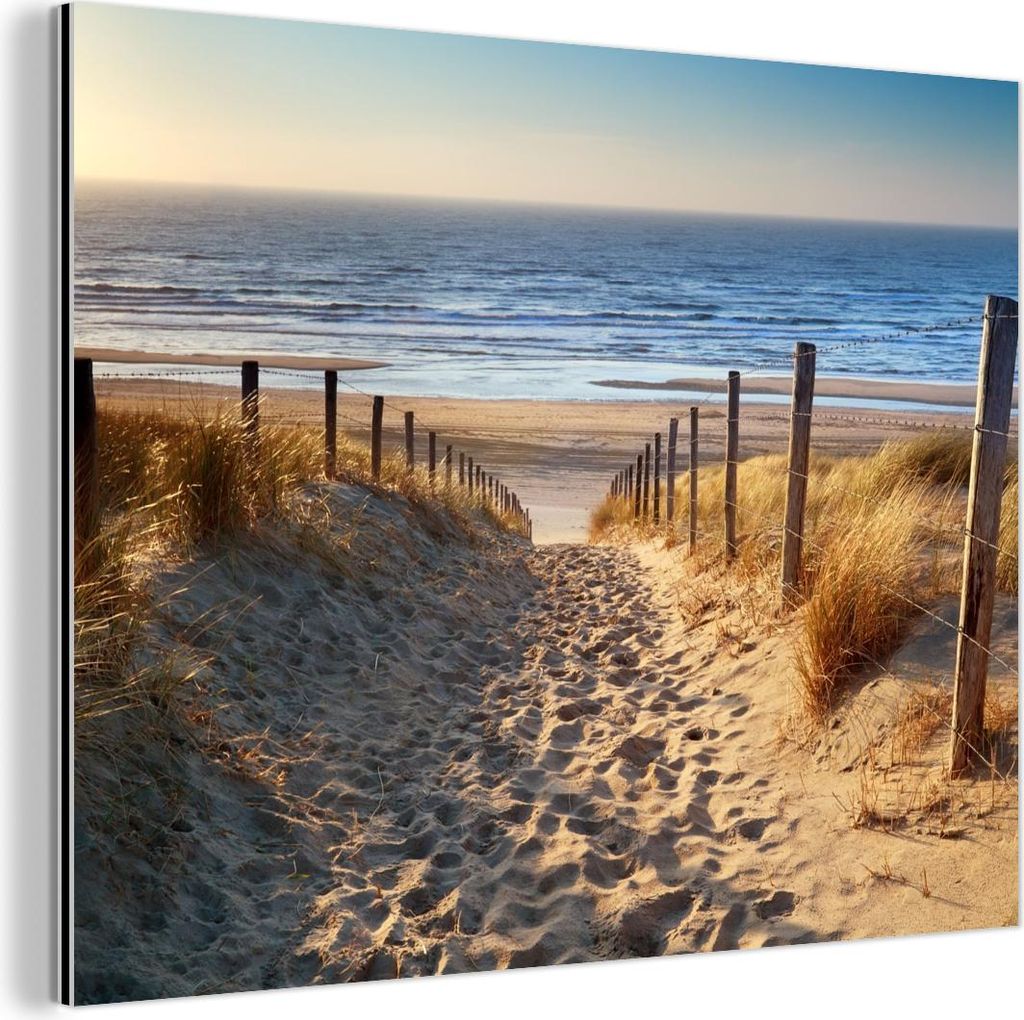 MuchoWow Wanddekoration Metall Metallbild Wandkunst 40x30 cm Strand - Meer - Niederlande - Dünen - Sonne MuchoWow Aluminium Gemälde - Dekoration ...
