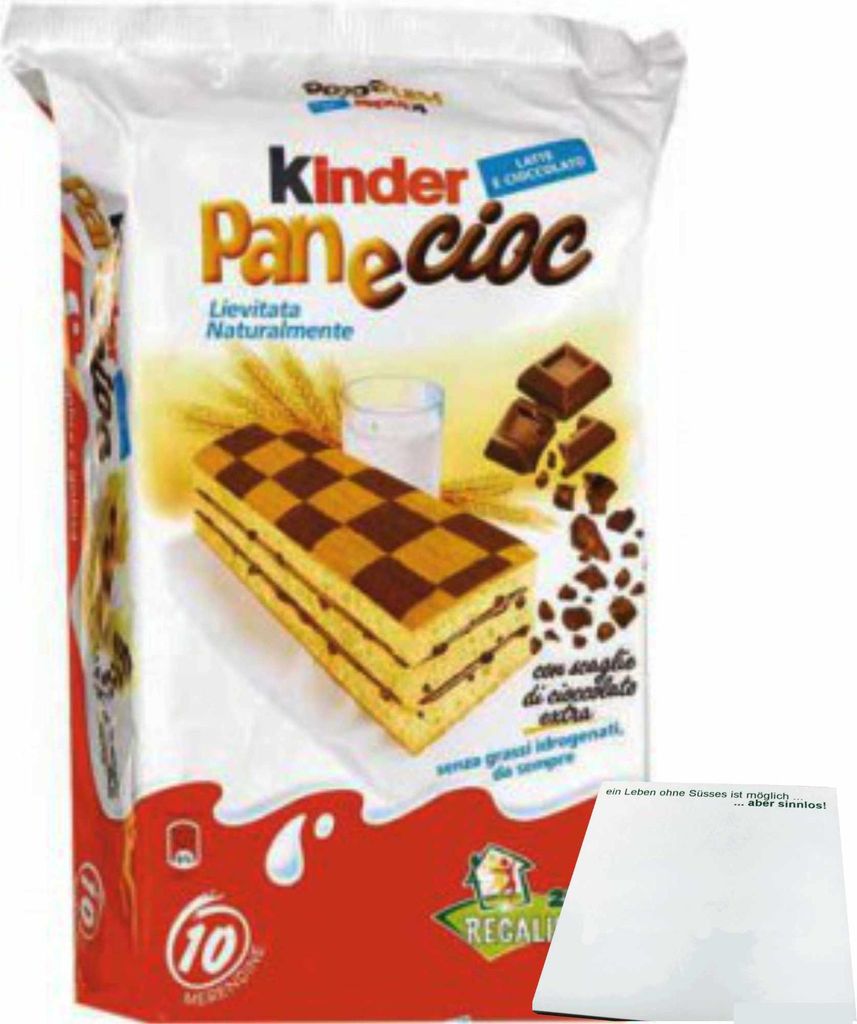 Kinder Pan e Cioc Milchcremeschnitte mit Schokostückchen (10x28g Packung) + usy Block