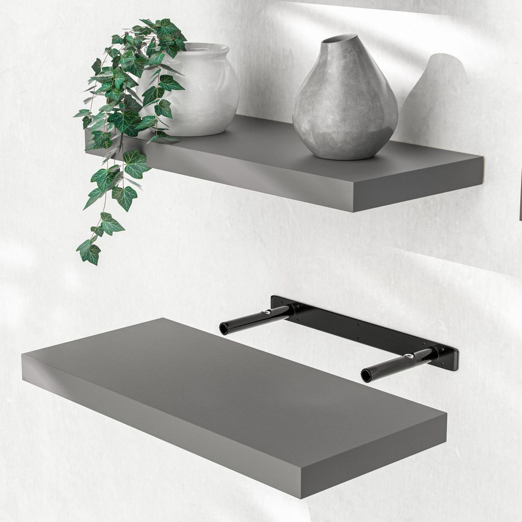 CASARIA® Étagère murale flottante grise 50 cm MDF robuste Image du produit 