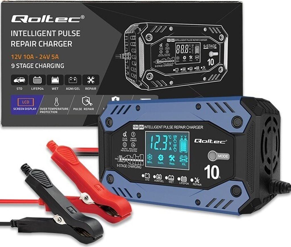 Qoltec 52482 Inteligentní nabíječka pro STD AGM GEL LiFePO4 Obrázek produktu 8