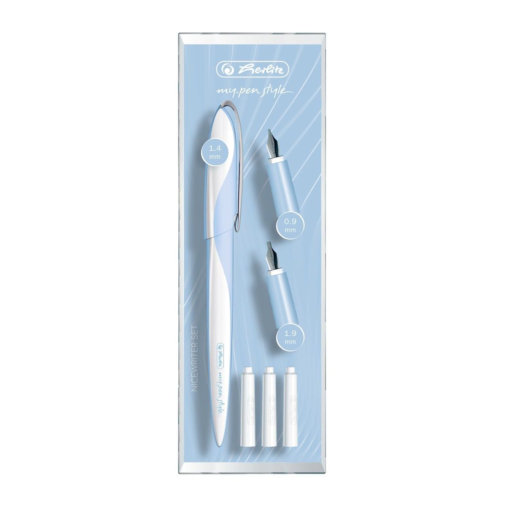 Herlitz Nicewriter-Set Light Blue + 3 Federn + 4 Patronen Zdjęcie produktu 