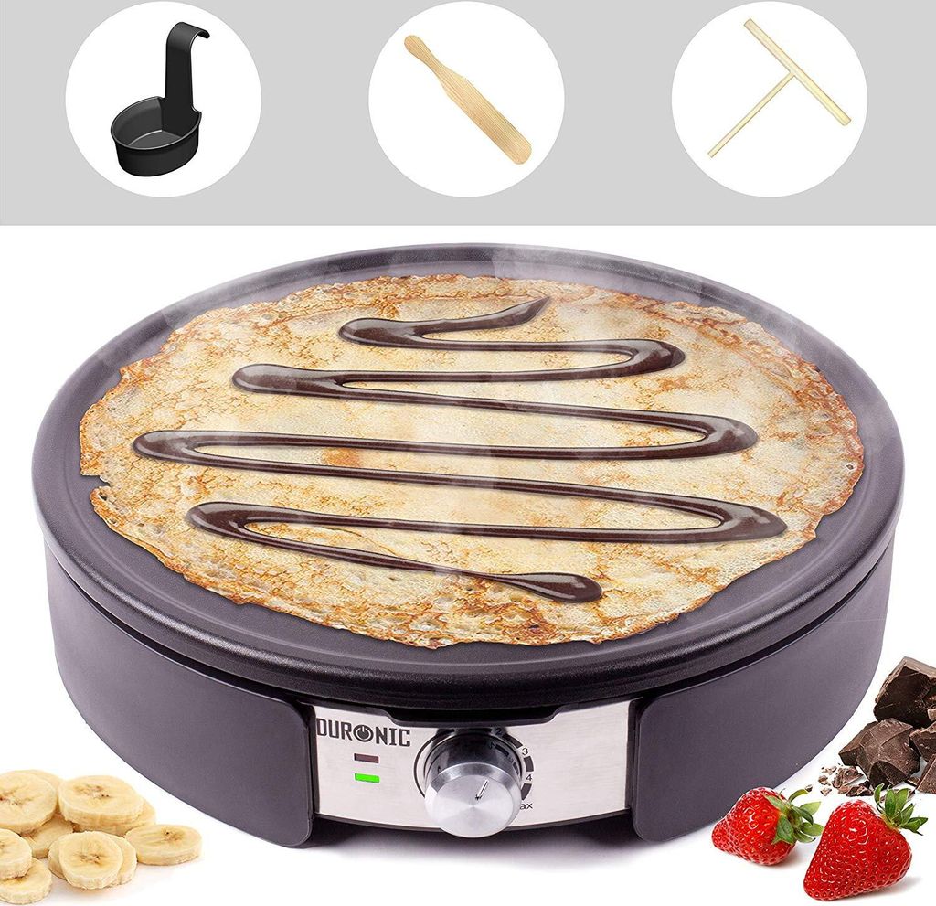 Duronic PM152 Crepesmaker | Crepes-Eisen für 37 cm XXL Crêpes | Tortillas Galettes Burritos Tacos Maker | Fiesta Elektrogrill mit Zubehör