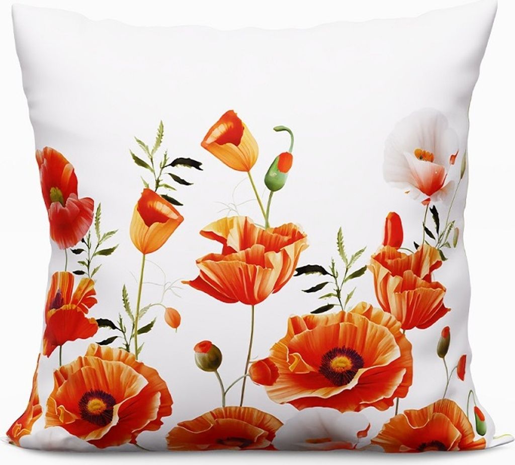 Dekoratives Kissen 40x40 cm Mohnblumen