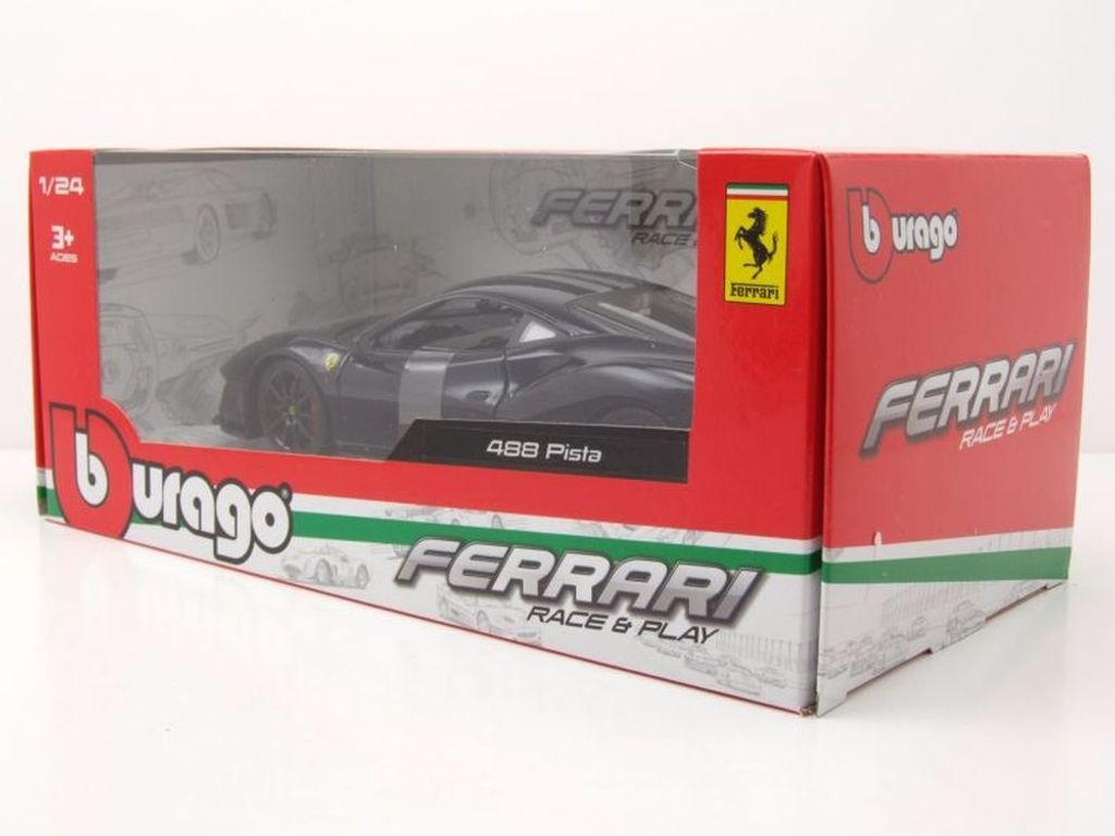 Bburago 18-26026B - 1:24 Race & Play Ferrari 488 Pista blu Immagine del prodotto 