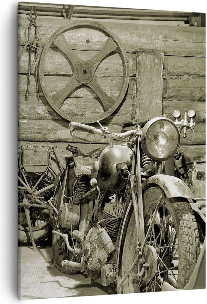 Bild auf Leinwand - Leinwandbild - Einteilig - Werkstatt Motor - 50x70cm - Wand Bild - Wanddeko - Wandbilder - Leinwanddruck - Kunstdruck - Wanddek...
