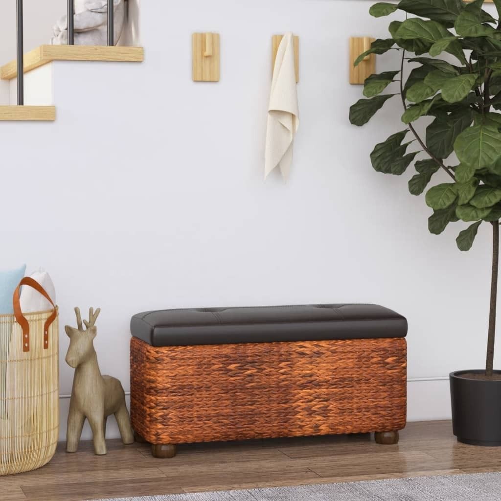The Living Store Sitzbänke mit Stauraum und Kissen in Braun 2 Stk. 69 cm Rohrkolben