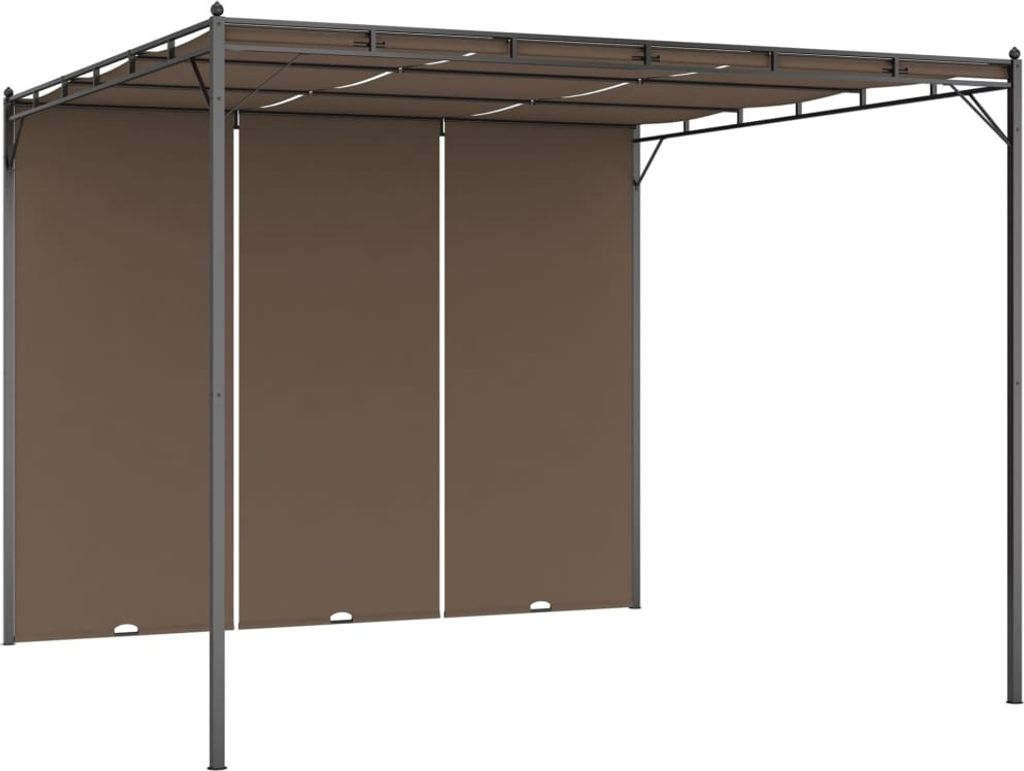 vidaXL Gartenpavillon mit Seitenvorhang 3x3x2,25 m Taupe Produktbild 