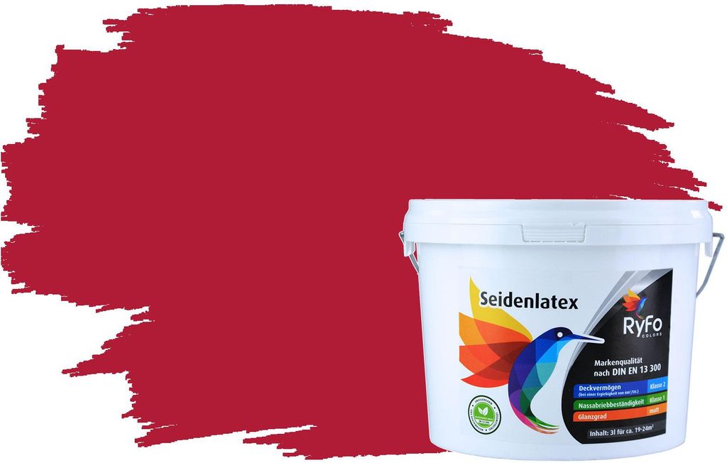 RyFo Colors Seidenlatex Trend Rottöne Weinrot 3l - bunte Innenfarbe, weitere Rot Farbtöne und Größen erhältlich