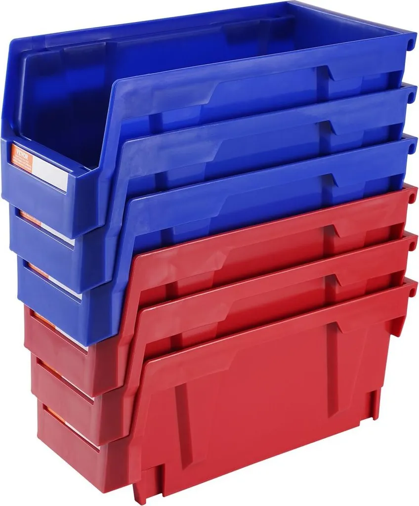 Bacs à bec empilables pour organisation d'atelier et garage, lot de 12