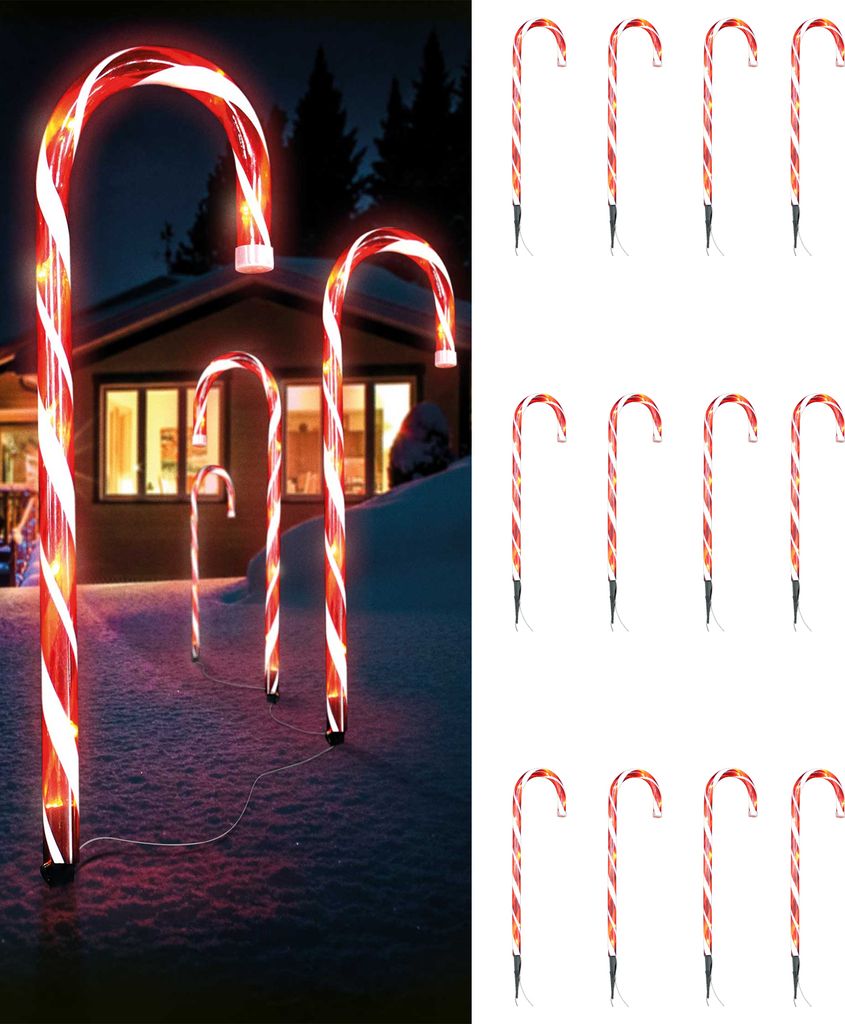 12'er Set LED-Gartenleuchtstäbe Zuckerstange IP 44
