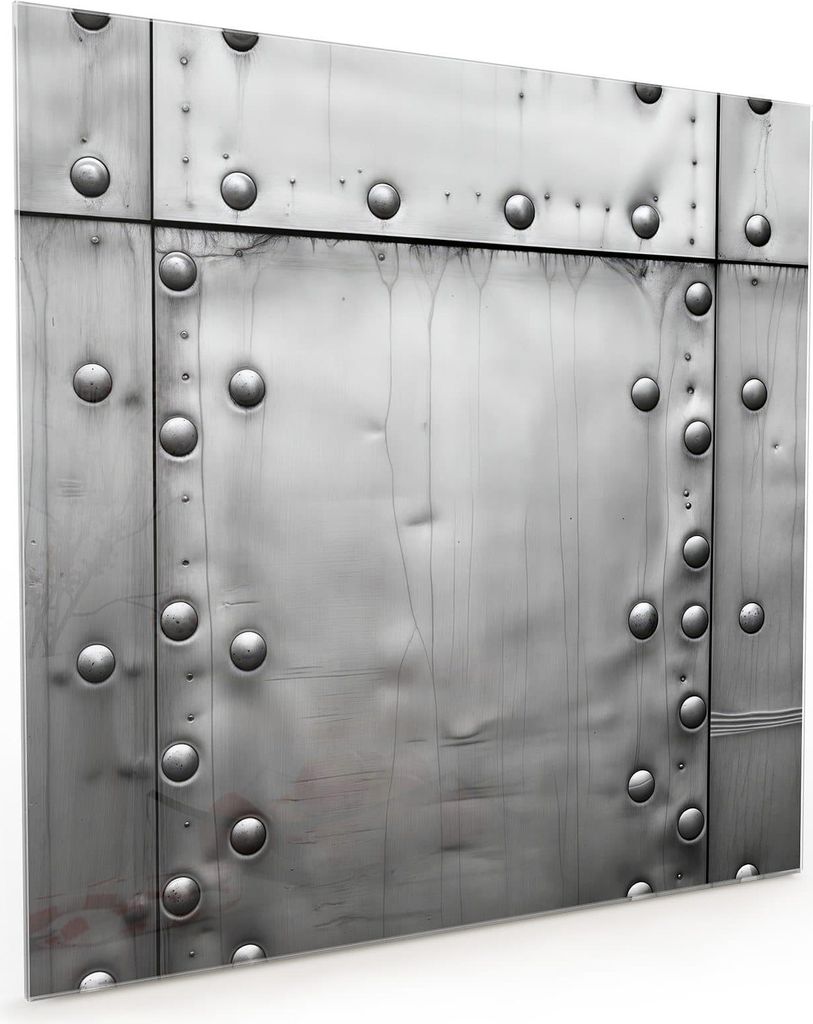 Küchenrückwand Spritzschutz Glas mit Motiv Metallplattenoptik 40 x 40 cm