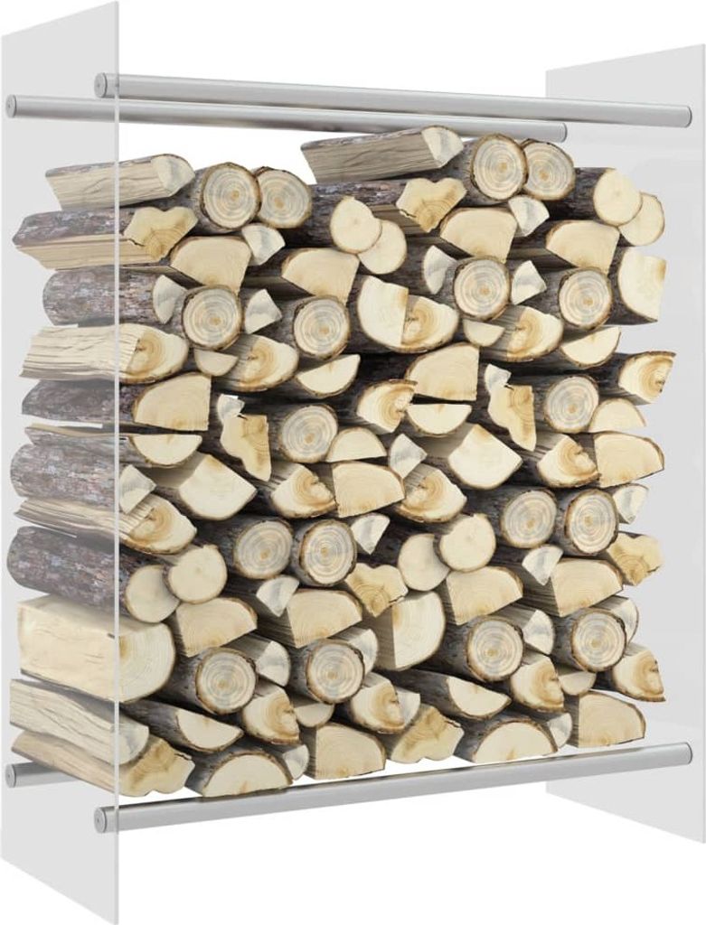 The Living Store Brennholzregal Transparent 80x35x100 cm Hartglas