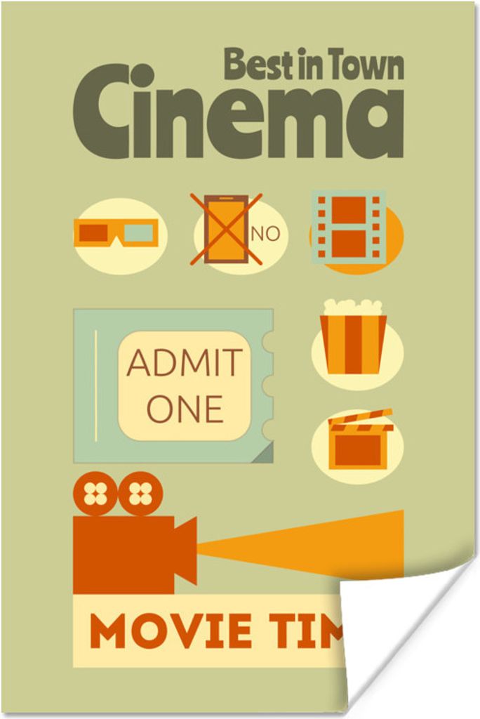 MuchoWow Poster Illustration der Regeln im Kino 80x120 cm - Papierdruck