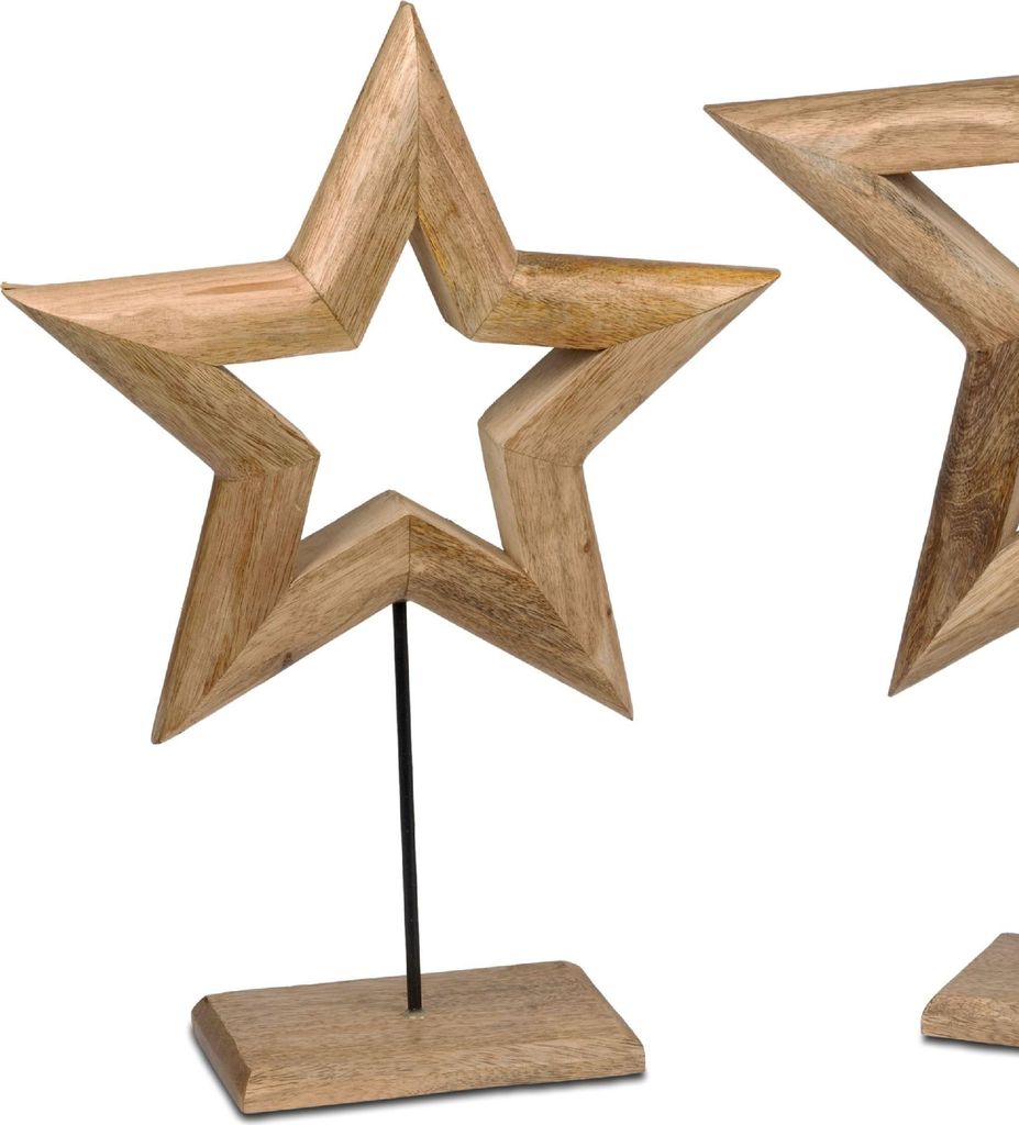 Deko Stern auf Sockel H. 42cm naturfarben aus Mangoholz Formano WA