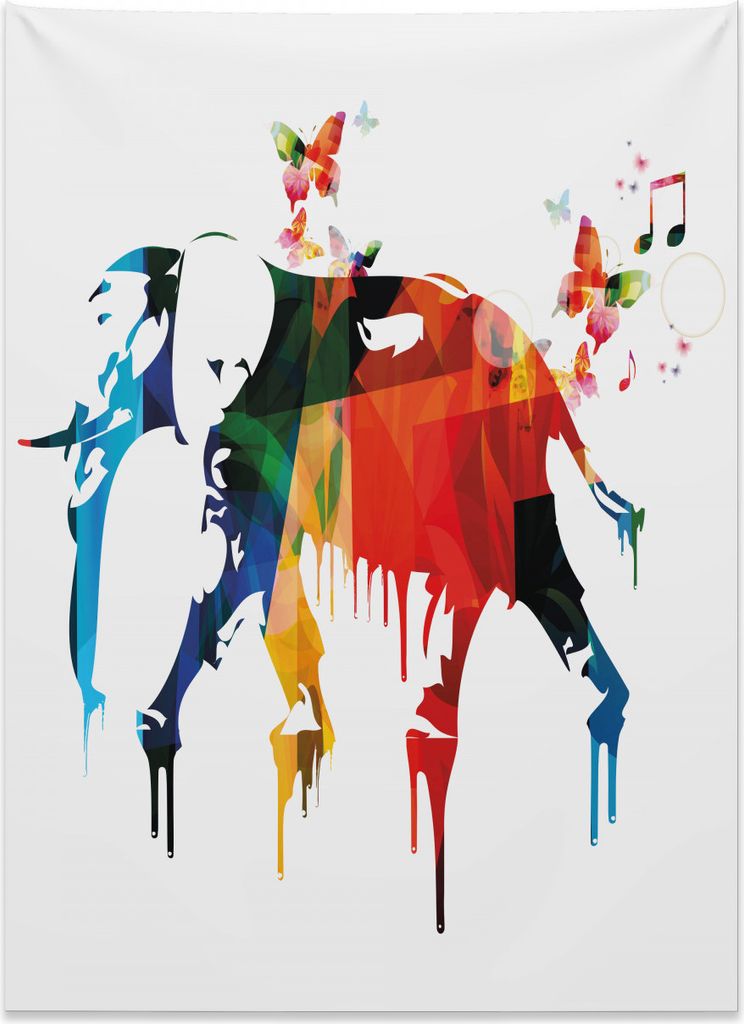 Abakuhaus Abstrakt Wandteppich, Afrikanischer wilder Elefant aus Weiches Mikrofaser Stoff Kein Verblassen Klare Farben Waschbar, 110 x 150 cm, Mehr...