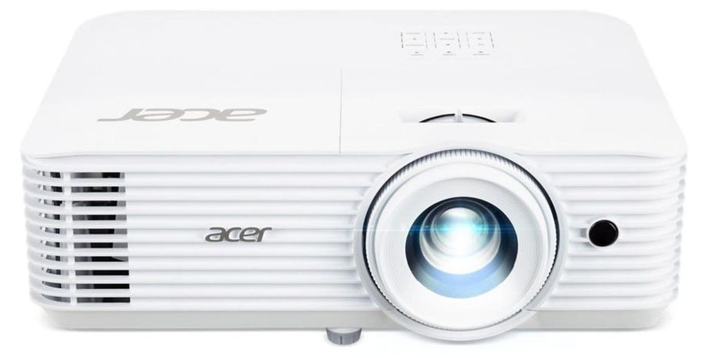 A white Acer projector is shown from the front.