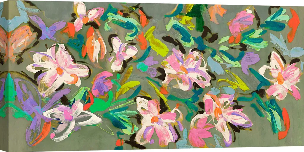 Tableau abstrait Waterlilies Parade fleurs sur toile XXL 120x60 Kelly Parr