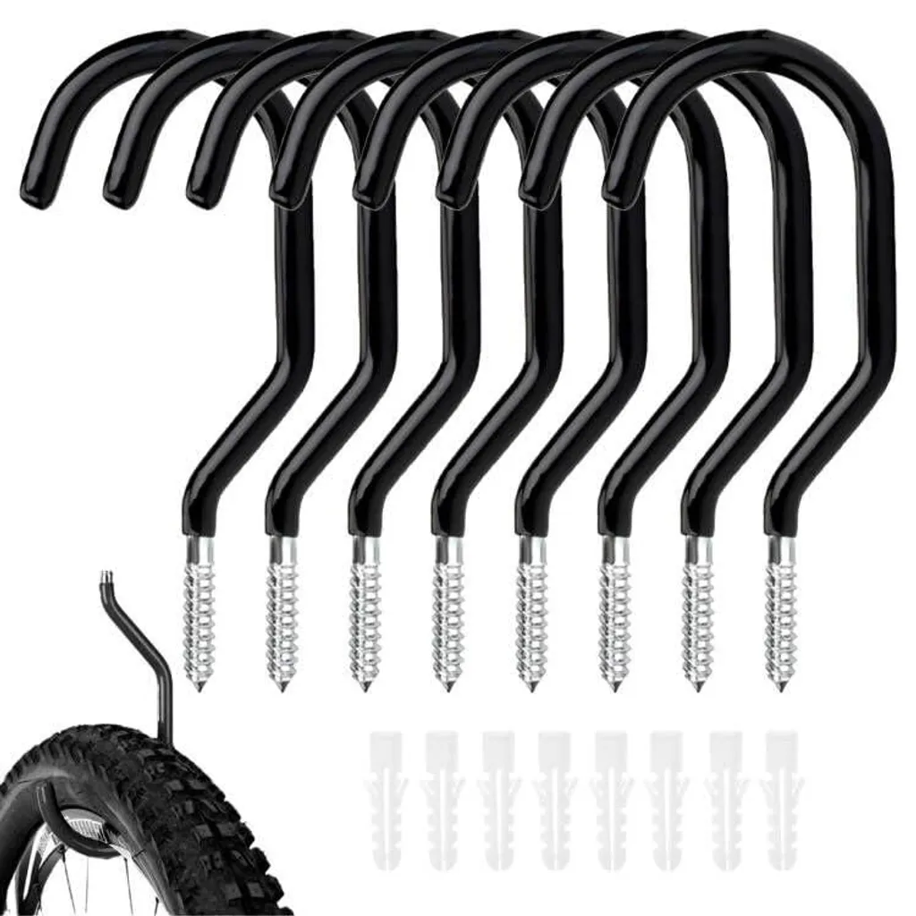 Crochets de garage muraux lot de 8 supports de fixation noirs universels